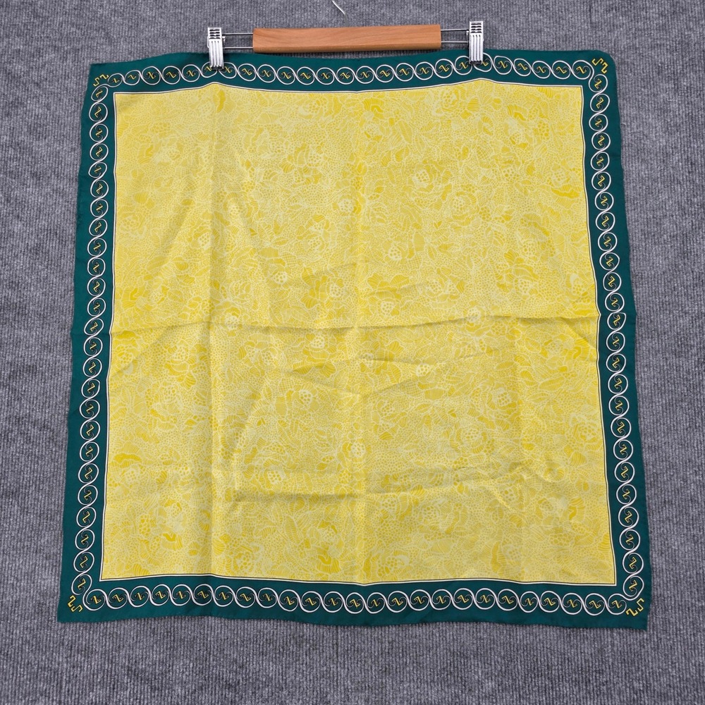 Robinson & Golluber Pretica Vintage Yellow Teal Floral Lace Square Scarf 26x26